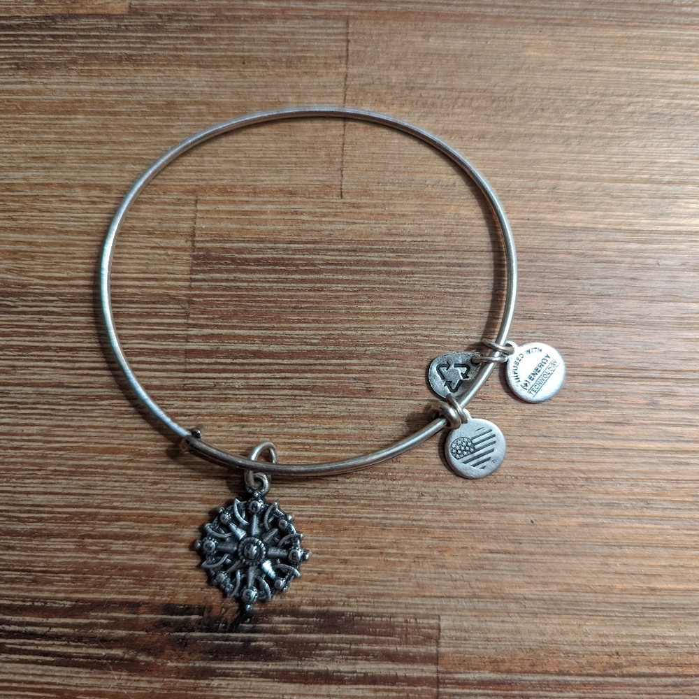 Alex and Ani adjustable bangle with compass charm